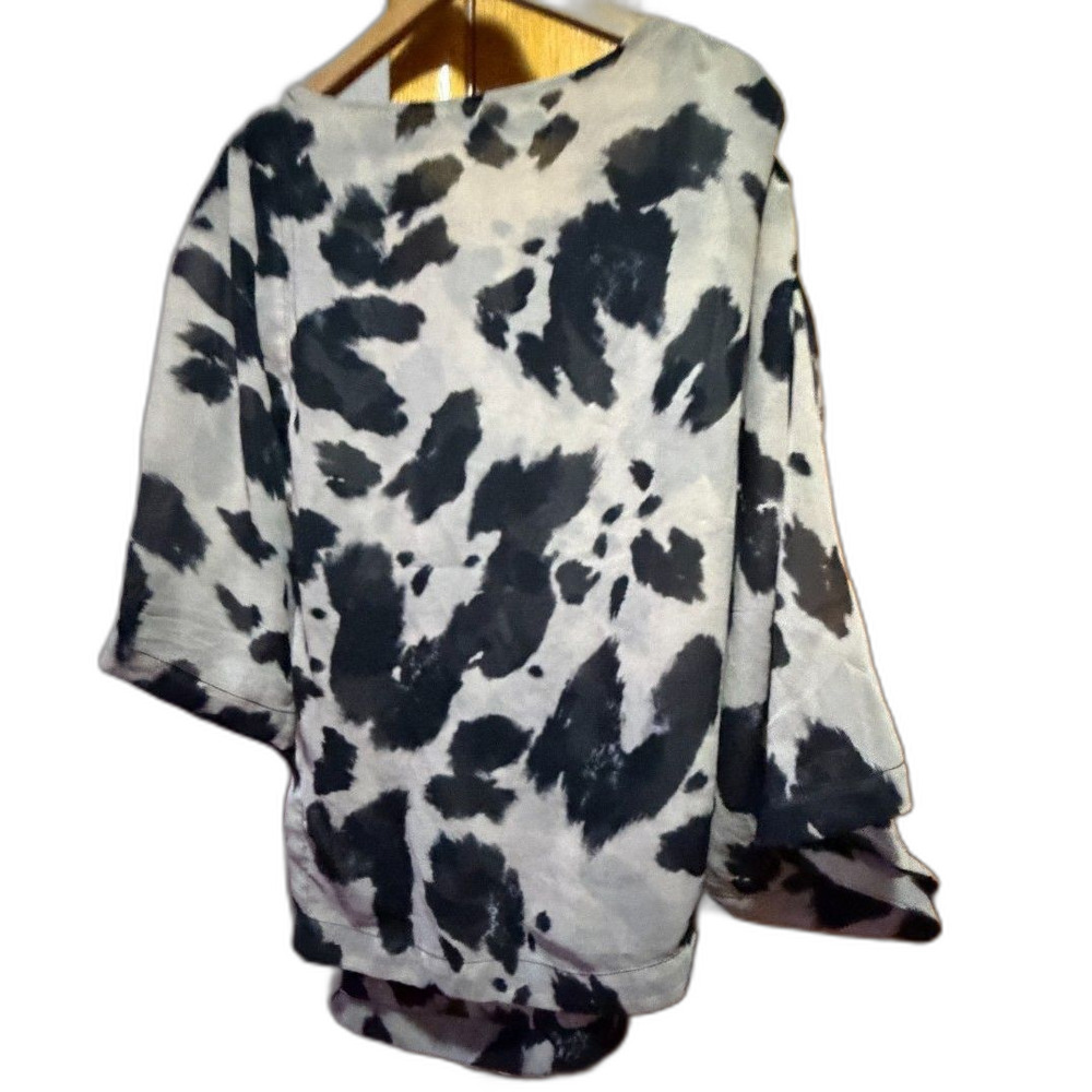 VTG Forever 21 Sheer Animal Print Dolman Sleeve Kimono Style Top Womens Large
